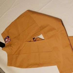 Laura Byrnes high waisted long trousers. Yellow